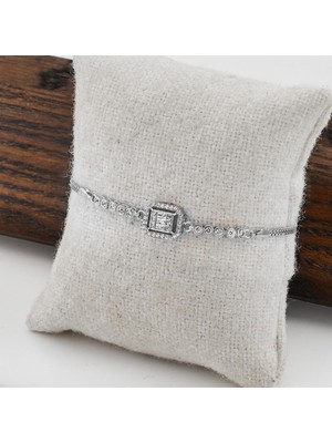 925 Gümüş 925 Ayar Gümüş Baget Taşlı Bayan Bileklik