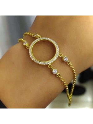 925 Gümüş Çeyrek Koymak Için Altın Kaplama 925 Ayar Gümüş Bileklik