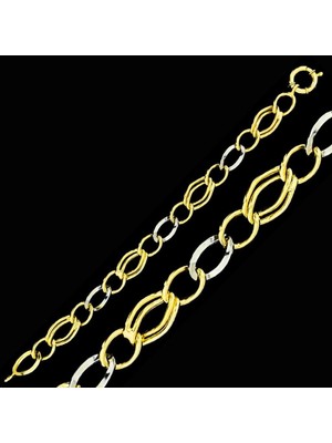 925 Gümüş Şık Tasarımlı Altın Kaplama Hallow 925 Ayar Gümüş Bileklik