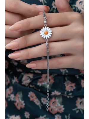 925 Gümüş Şık Tasarımlı Gümüş Papatya Bayan Bileklik