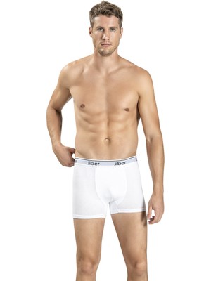 Jiber Erkek Beyaz Pamuklu Likralı 6'lı Boxer 156