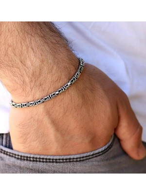 925 Gümüş Şık Tasarımlı Yuvarlak Kral Gümüş Bileklik 4 Milim 20 cm