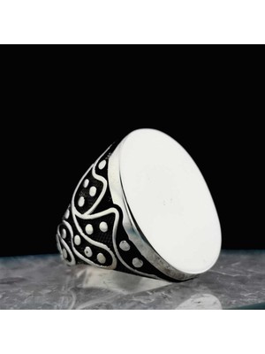 925 Gümüş Düz Büyük Oval Tasarımlı 925 Ayar Gümüş Yüzük