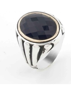 925 Gümüş Mavi Zirkon Taşlı Gümüş Erkek Yüzük Model 8