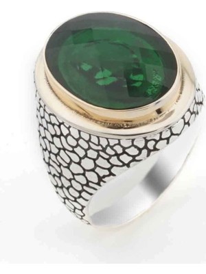 925 Gümüş 925 Ayar Gümüş Yeşil Zirkon  Taşlı Yüzük