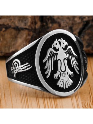 925 Gümüş 925 Ayar Gümüş Oval Selçuklu Kartalı Yüzük