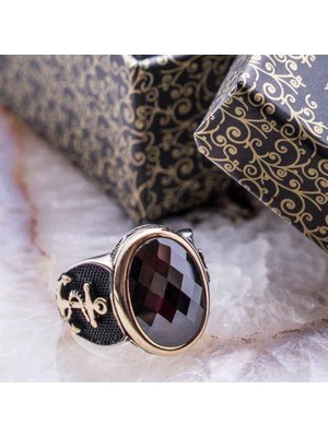 925 Gümüş 925 Ayar Gümüş Siyah  Zirkon Taşlı Çapa Figürlü Yüzük