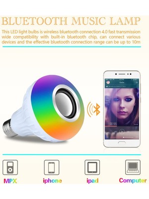 Noas LED Rgb Renk Ampul Işık E27 Bluetooth Kontrolü Akıllı Müzik Ses Hoparlör Lambaları