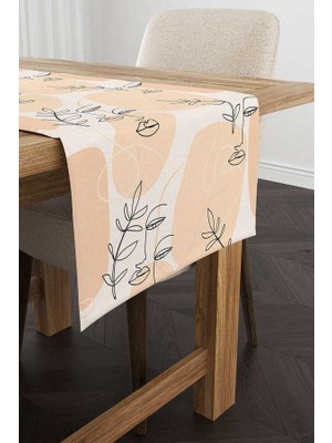 Cango Home Krem Siyah Modern Dekoratif  Siluet Desenli Dijital Baskılı Runner CGH1094-RN