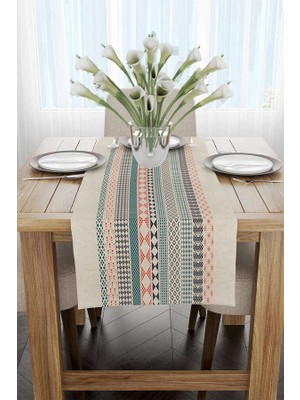 Cango Home Krem Turuncu Etnik Kilim Desenli Dijital Baskılı Runner CGH1109-RN