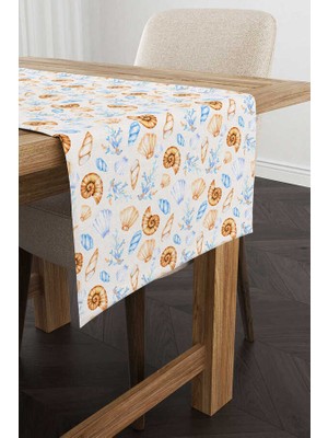 Cango Home Mavi Turuncu Marin Desenli Dijital Baskılı Runner CGH1135-RN