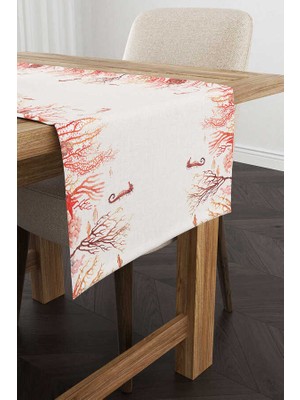 Cango Home Krem Kırmızı Marin Desenli Dijital Baskılı Runner CGH1247-RN