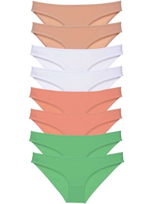 Oresse 8 Adet Süper Eko Set Likralı Kadın Slip Külot Ten Beyaz Pudra Yeşil