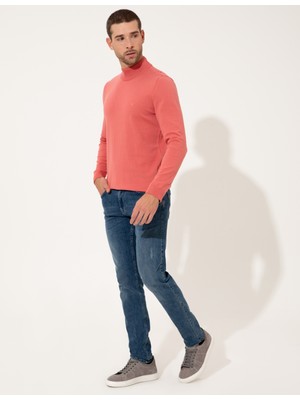 Pierre Cardin Erkek Pembe Slim Fit Yarım Balıkçı Yaka Triko Kazak 50257064-VR041