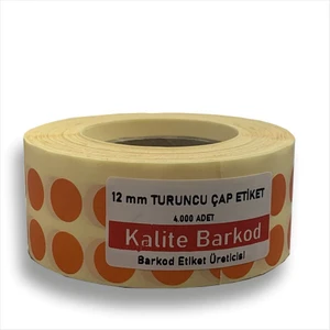 Kalite Barkod Yuvarlak Etiket | 12 mm / 25 mm / 40 mm / Sarı Turuncu Yeşil Renkli Yapışkanlı Yuvarlak Etiket