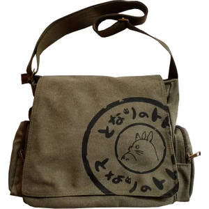 Komşum Totoro Kanvas Omuz Çantası - Koyu Yeşil (Yurt Dışından)