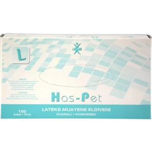 Has - Pet Beyaz Pudralı Latex Eldiven L