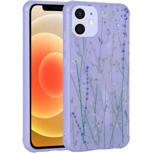 Apple iPhone 11 Uyumlu Kılıf Simli Kalpli ve Çiçekli Desenli Parlak Tasarım Soft Kılıf