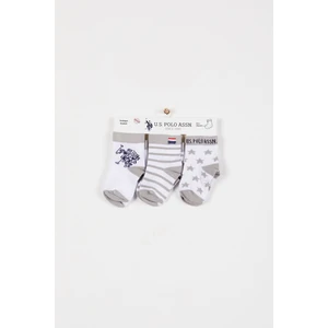 U.S. Polo Assn. Lisanslı Patterned Gri Erkek Bebek Çorap