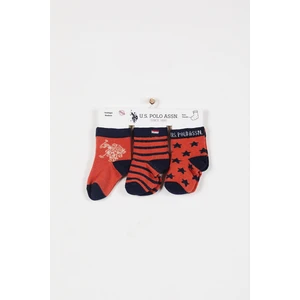 U.S. Polo Assn. Lisanslı Patterned Kahverengi Erkek Bebek Çorap