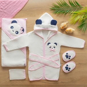 Sare Baby Sarebaby Sevimli Panda Kız Bebek Bornoz Takımı Yeni Sezon