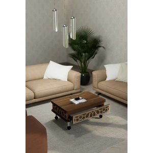 Lisa Tekerli Sihirli Masa Çalışma Masası Yemek Masası Yer Sofrası Ceviz Renk Akıllı Masa