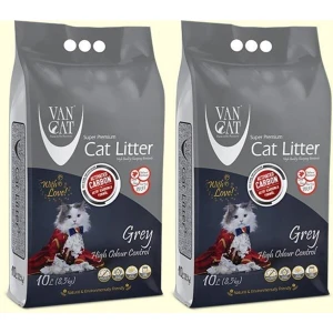 Van Cat Van cat Aktif Karbonlu Grey Topaklaşan İnce Taneli Bentonit Kedi Kumu 10LT x 2 Adet