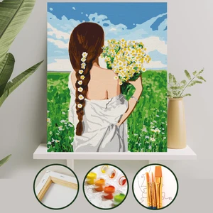 Palmiye Hobi Sanat Sayılarla Boyama Tuval Seti Fırça Boya Dahil (Çıtalı) 40x50 CM - Papatyalar