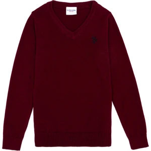 U.S. Polo Assn. Erkek Çocuk Bordo Triko Kazak 50257649-VR014