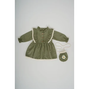 Miniko Kids Kız Bebek Uzun Kol Papatya Desenli Çantalı Elbise