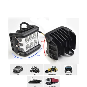 Nkt Group Off Road 45W 12 LED 10 cm Beyaz- Turuncu Kare Sis Farı Çalışma Lambası