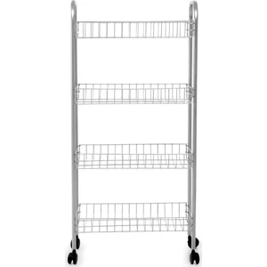 Metaltex Dört Raflı Tekerlekli Metal Banyo Mutfak Sepeti