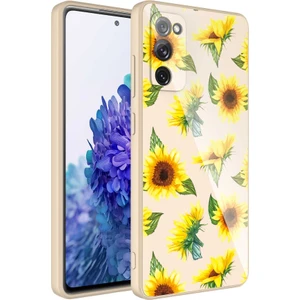 Case 4U Samsung Galaxy S20 FE Uyumlu Kılıf Kamera Korumalı Desenli Arka Yüzey İçi Kadife Sert Silikon Epoksi Kapak NO2 Sarı - Yeşil