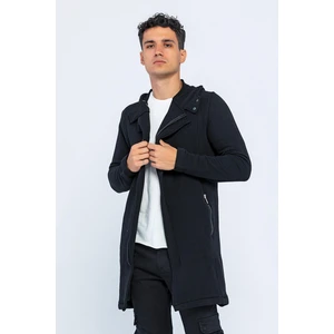 Erkek Kapüşonlu Fermuarlı Cepli Triko Uzun Salaş Spor Hırka