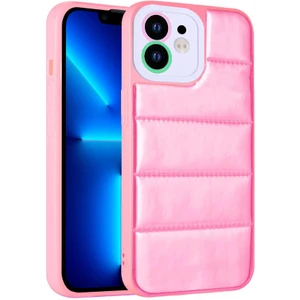 Case 4U Apple iPhone 12 Kılıf Kamera Korumalı Airbagli Renkli Parlak Seksek Kapak Pembe