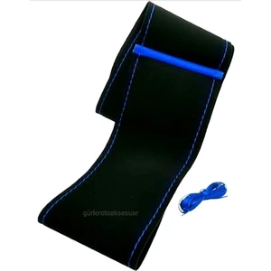 Vw Transporter T5 Dikmeli Direksiyon Kılıfı Alkantra Mavi Yüzüklü