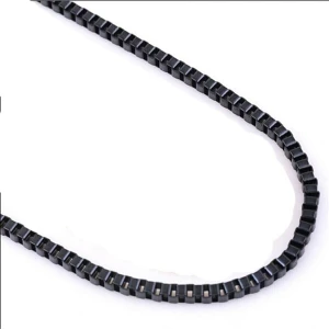 Trend Collection Unisex Siyah Küp Çelik Zincir Kolye 60 cm