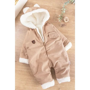 Kapüşonlu Kadife Içi Peluş Welsoft Erkek Bebek Tulum