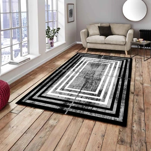 Meka Home Yeni Kırçıllı Siyah Çerçeve Model Lastikli Halı Örtüsü