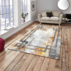 Meka Home Turuncu Çerçeve Model Lastikli Halı Örtüsü