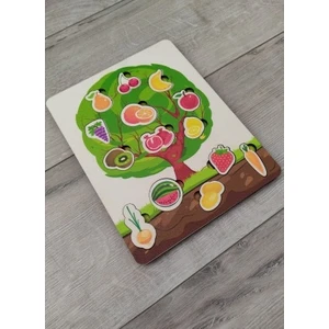 Meyve ve Sebzeler Renkli Ağaç Puzzle