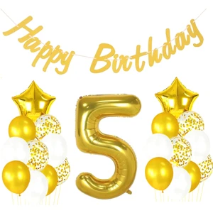 Parti Sürprizi 5 Yaş Altın Happy Birthday Set
