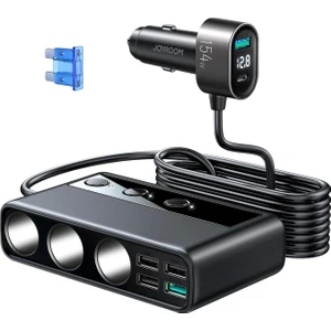 JR-CL06 Üç Soketli 5in1 154W Araç Şarj Adaptörü Pd+Qc3.0+Usb*4