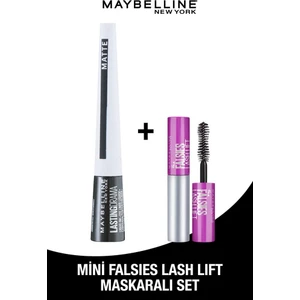Maybelline New York Lasting Drama Mat Siyah Eyeliner + Mini Falsies Lash Lift Maskaralı Set