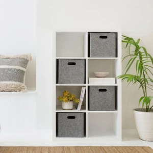 Gri Çok Amaçlı Keçe Organizer Dolap Içi Düzenleyici 4'lü Sepet Seti 30 x 30 cm HMY-6356