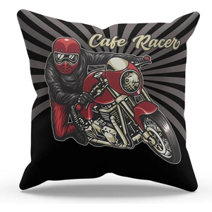 Çift Tarafı Baskılı Moto Racer Desenli Tekli Süet Kırlent Kılıfı
