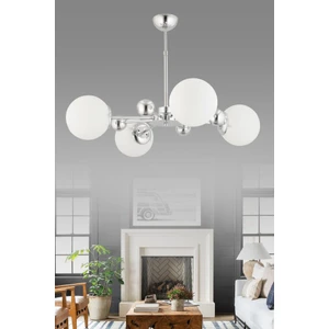 Istanbul Avize Nairobi 4'lü Gümüş Beyaz Glop Camlı Avize