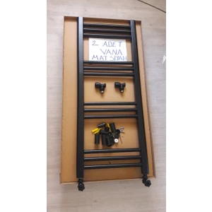 400x900 mm Siyah Havlupan ve 2 Adet Radyatör Vanası Siyah