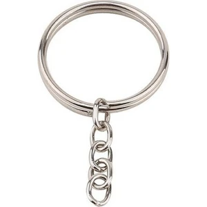 Gümüş Renkli Sert Metal Zincirli Anahtarlık Halkası 3 cm 10 Adet