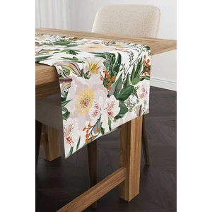 Cango Home Yeşil Beyaz Çiçekli Desenli Dijital Baskılı Runner CGH310-RN